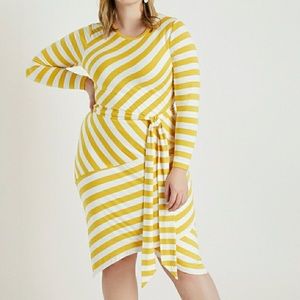 Yellow Eloquii Blocked Stripe Dress